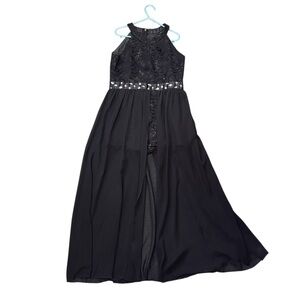 Iefiel - Girls Black Dressy Beaded Romper Sz 10